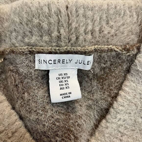 Sincerely Jules Brown Argyle Diamond Fuzzy Sweater Vest V Size XS Preppy - Picture 4 of 5